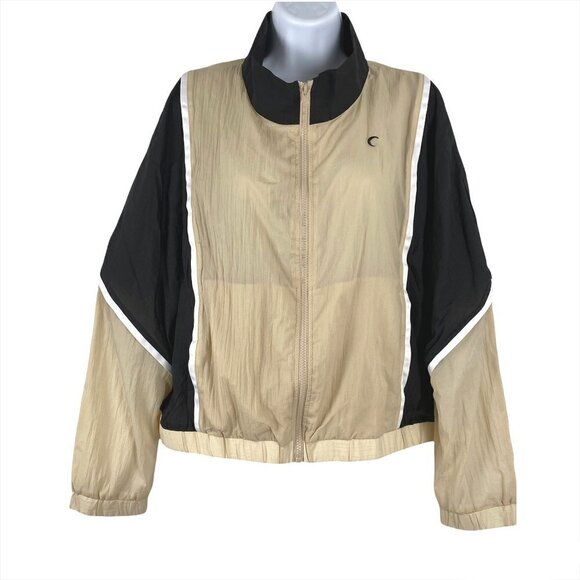 Zyia Active Black And Tan Block Zipper Jacket Full Zip NWT Women's Large - Picture 1 of 12